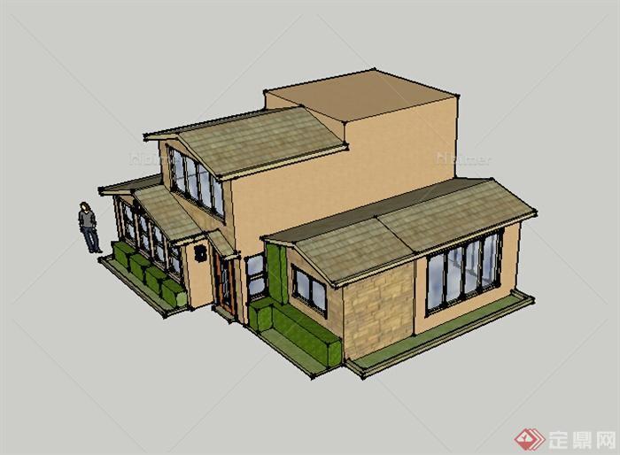 某现代自建住宅建筑设计su模型