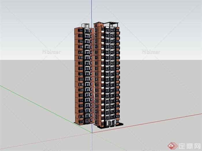 某现代风格高层住宅楼设计su模型