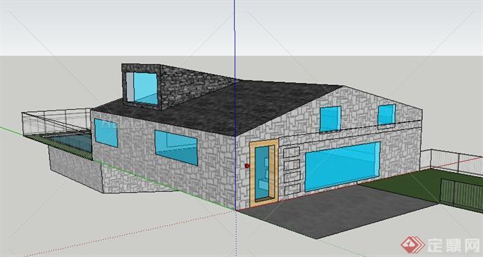 某单层居住民宅设计SU模型参考