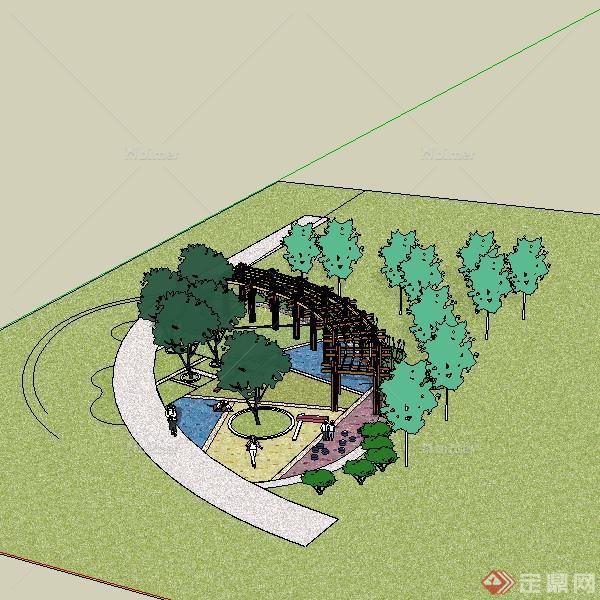 园林景观之公园局部景点设计方案su模型