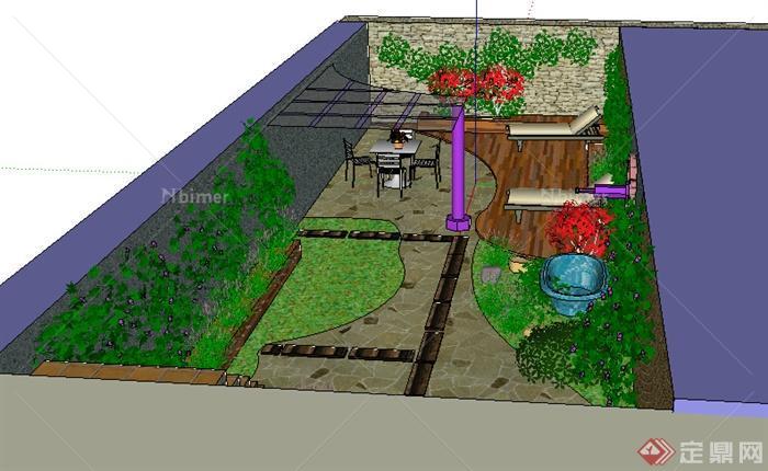 某室外园林花园庭院设计SU模型