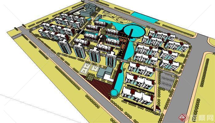 住宅小区规划景观环境设计su模型
