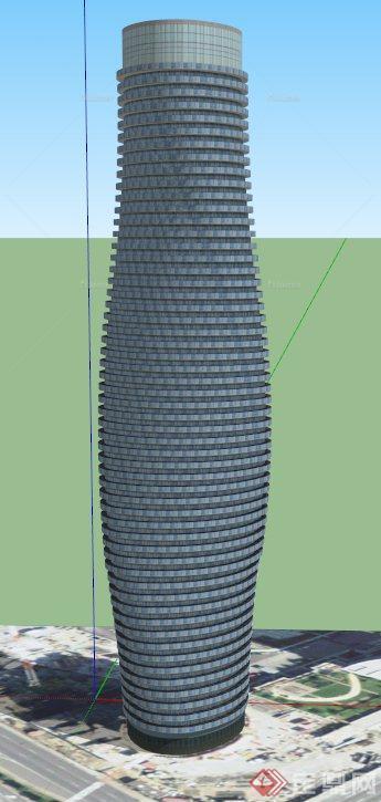 一栋现代综合建筑设计SU模型