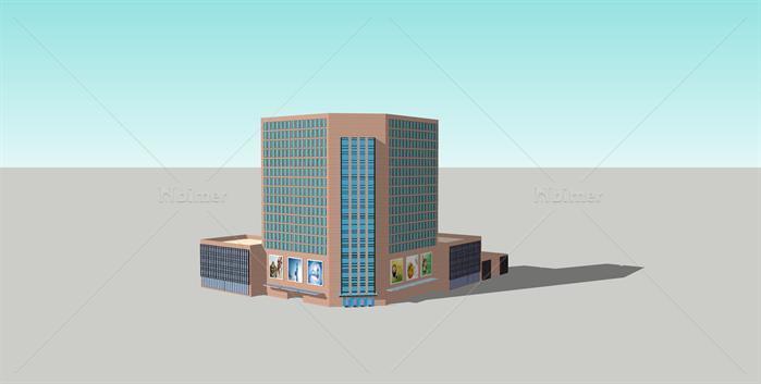 某商业中心建筑（主楼 裙房）方案设计SU精致模型