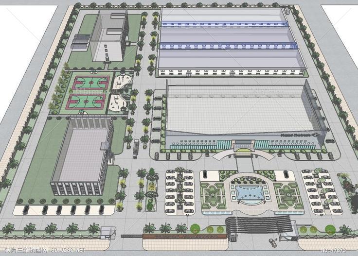 钻石科技厂区规划 su模型 3d规划