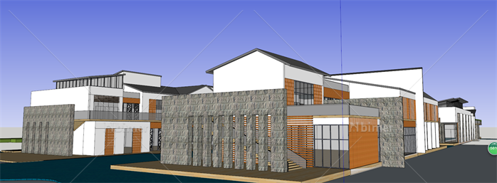 某中式风格商业办公会所综合建筑方案设计SU模型