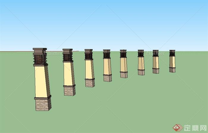 某新古典费内蒙古城市灯柱设计su模型[原创]