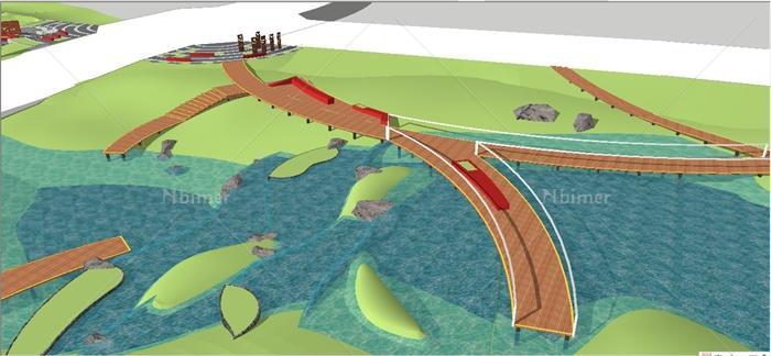 现代湿地公园景观方案SU精细设计模型[原创]