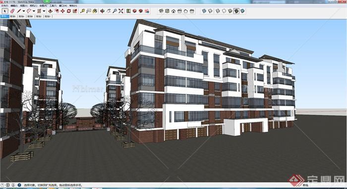 某多层住宅楼建筑设计SU模型1