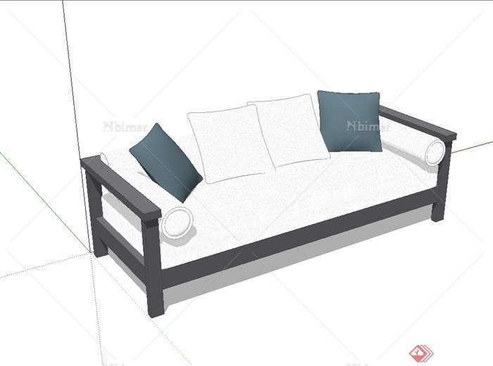 现代中式风格独特详细客厅沙发设计SU模型[原创]