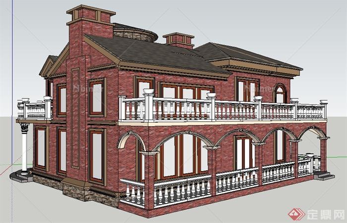 一栋新古典风格住宅建筑设计su模型