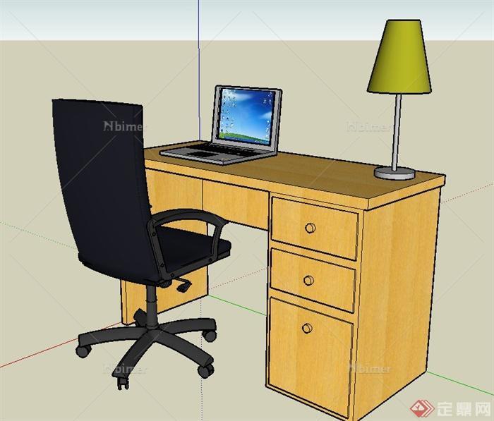 室内办公桌椅设计SU模型