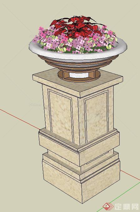 一个新古典花钵柱设计SU模型