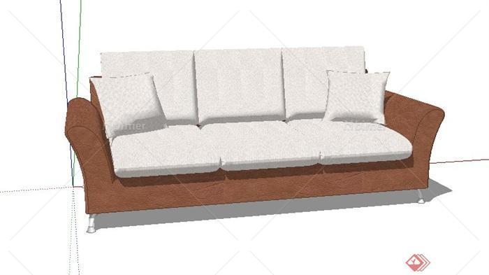 简约现代三人沙发设计su模型[原创]