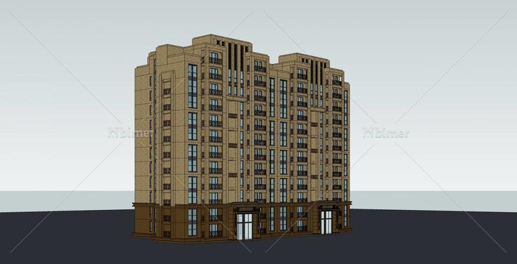 简欧高层住宅公寓(35895)su模型下载