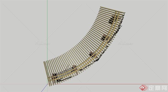 欧式藤蔓廊架坐凳设计SU模型