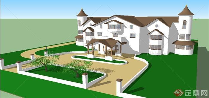 北欧风格别墅住宅建筑设计su模型