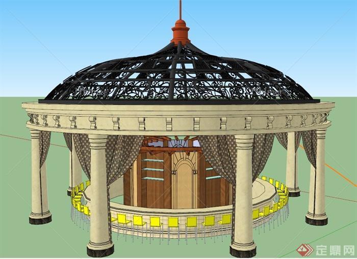 欧式饮亭设计SU模型