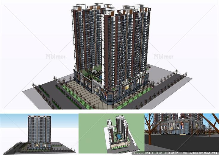 高层商住楼su精致模型