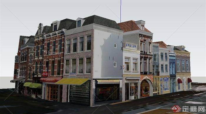 某地欧式风格商业街建筑SU模型