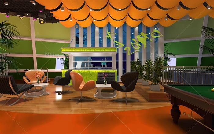 某现代风格宾馆健身房室内空间设计cad方案、su模