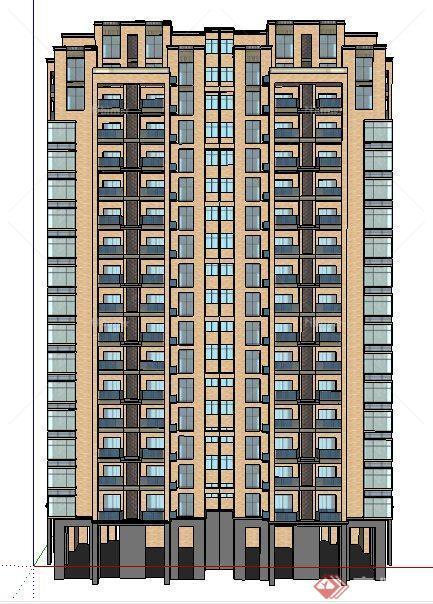 高层双拼住宅楼建筑设计su模型