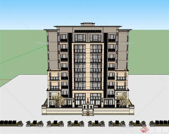 现代某住宅建筑设计SU模型