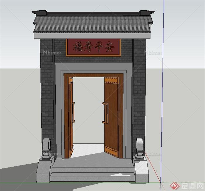 古典中式建筑入口大门设计SU模型