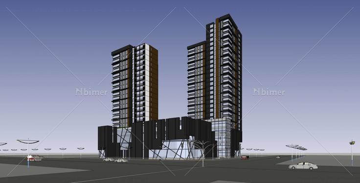 现代高层综合楼(31329)su模型下载