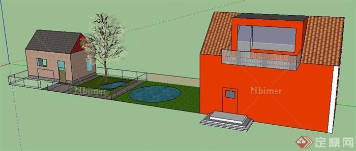 某地二层小住宅居住建筑设计SU模型