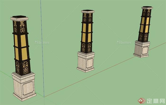 新古典景观灯柱设计SU模型