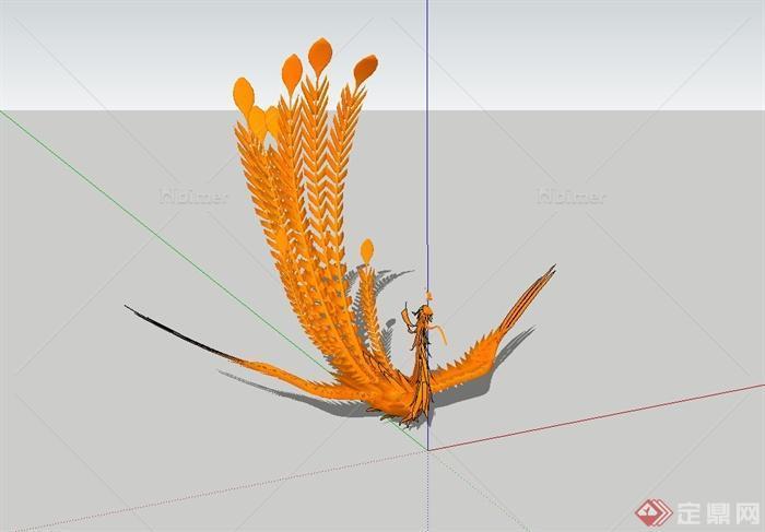 古神话中的神鸟凤凰设计su模型