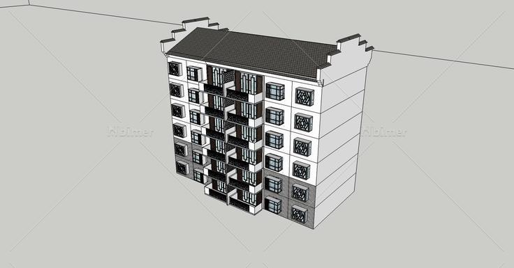 中式多层住宅楼(80192)su模型下载