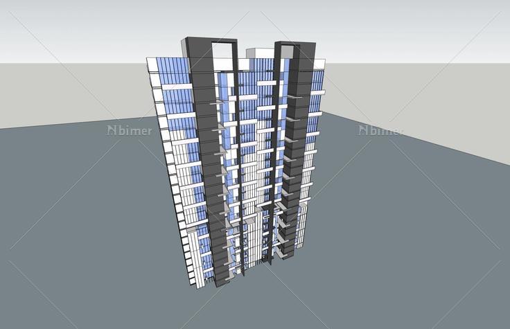 现代高层住宅楼(42303)su模型下载