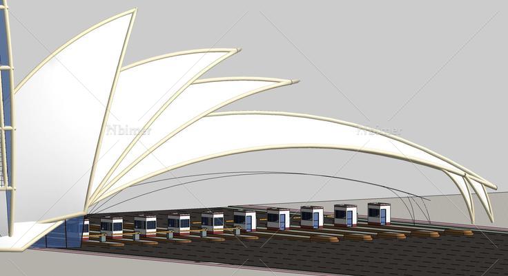 收费站设计精模(102971)su模型下载