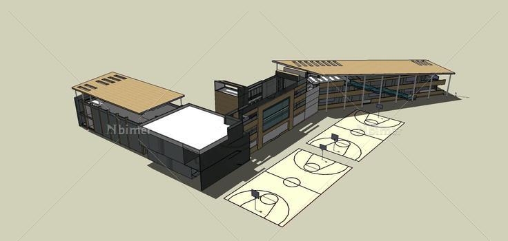 现代风格教学楼(81094)su模型下载