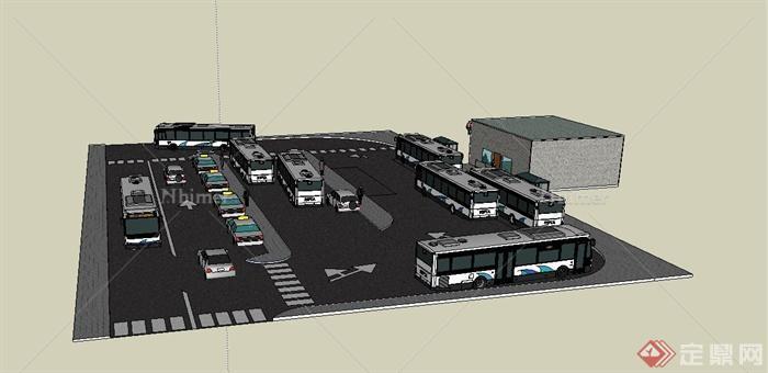 公共汽车车场设计SU模型[原创]
