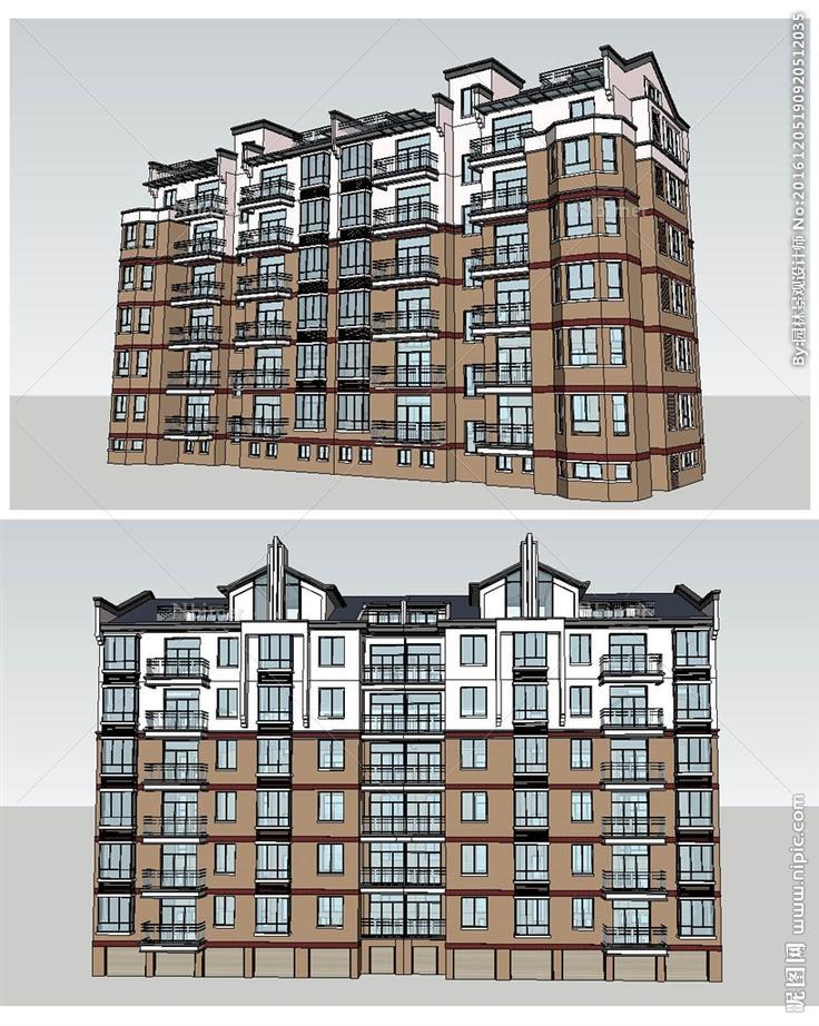 多层模型建筑草图大师SU模型图片