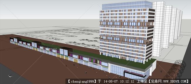 临街大型商业建筑规划设计su草图大师模型