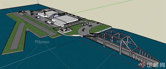 某城市小型海上机场建筑设计SU模型