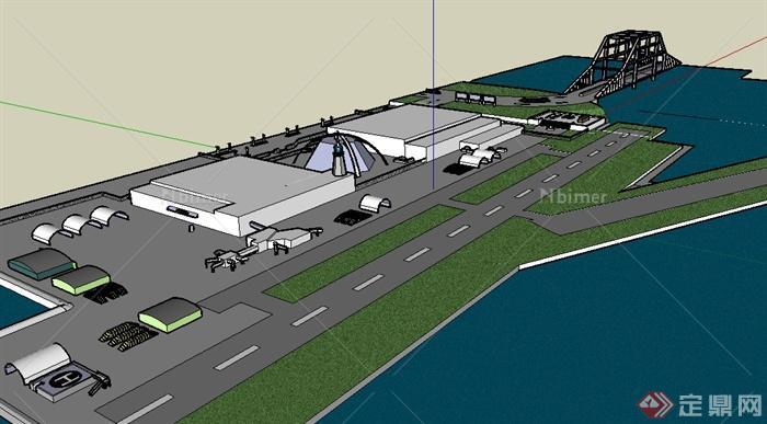 某城市小型海上机场建筑设计SU模型