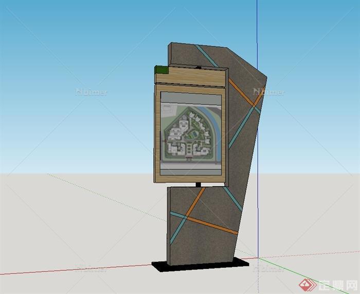 某现代住宅小区标示牌设计su模型