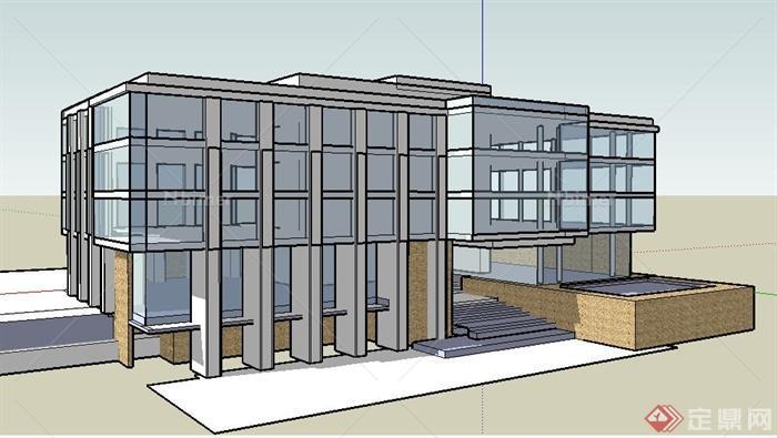 现代某四层办公楼建筑设计su模型