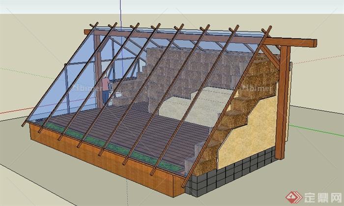 某现代风格温室建筑设计SU模型