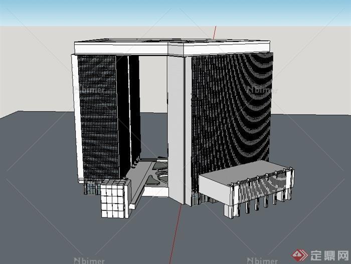 某现代高层办公楼建筑大厦设计su模型[原创]