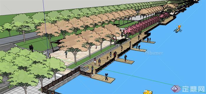 某新中式滨湖公园景观设计方案su模型
