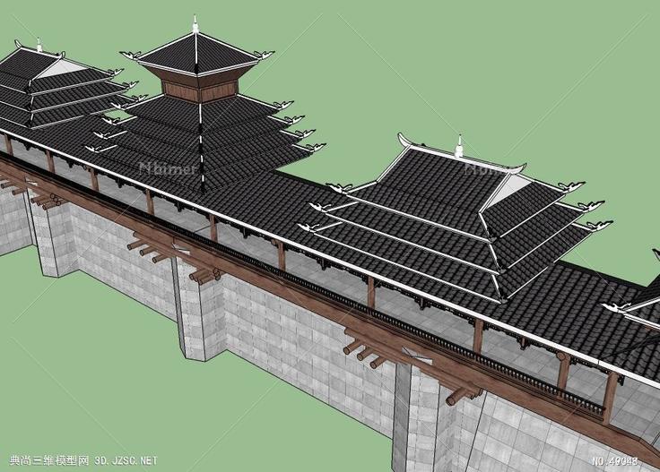 侗族特色风雨桥地方民族 su模型 3d