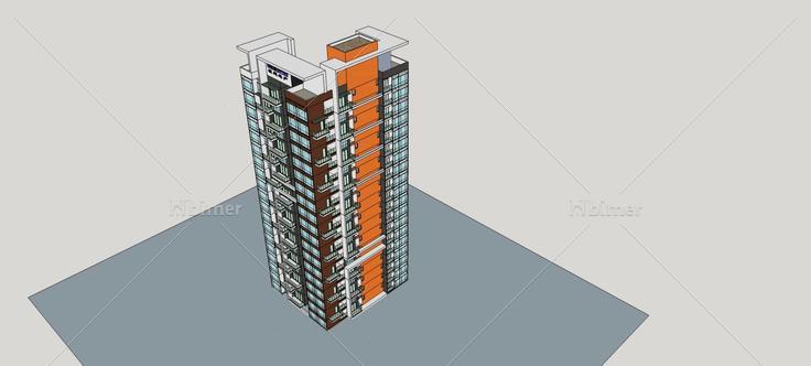 现代高层住宅楼(74435)su模型下载