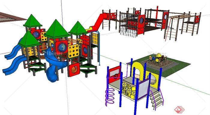 儿童游乐设施、球场su模型