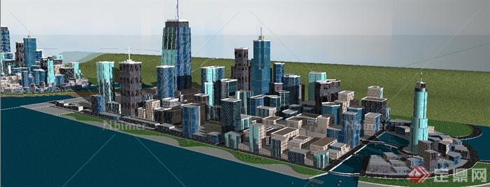 现代风格城市综合区建筑设计SU模型